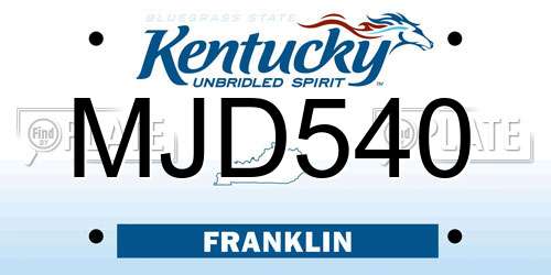 MJD540 Kentucky License Plate