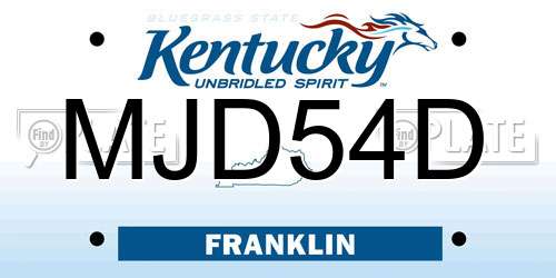 MJD54D Kentucky License Plate