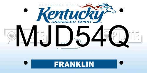 MJD54Q Kentucky License Plate