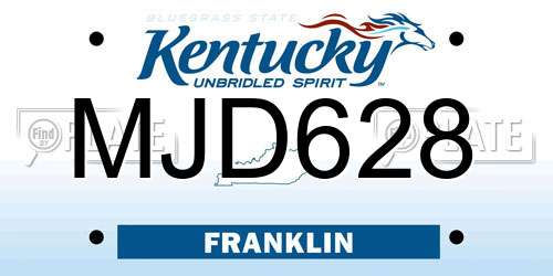 MJD628 Kentucky License Plate