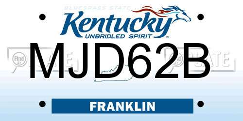 MJD62B Kentucky License Plate
