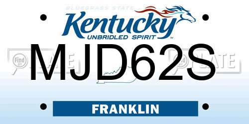 MJD62S Kentucky License Plate