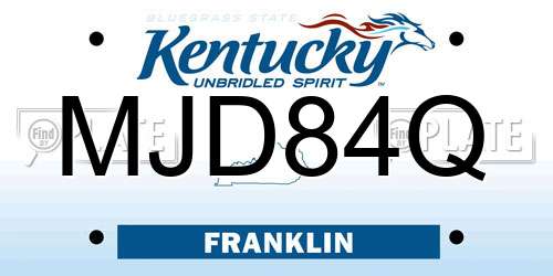 MJD84Q Kentucky License Plate
