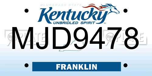 MJD9478 Kentucky License Plate