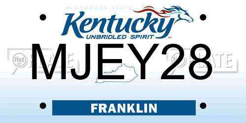 MJEY28 Kentucky License Plate