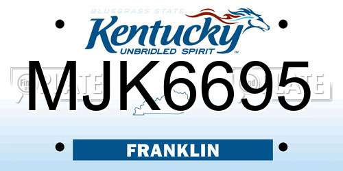 MJK6695 Kentucky License Plate