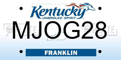 MJOG28 Kentucky License Plate