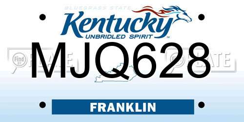 MJQ628 Kentucky License Plate