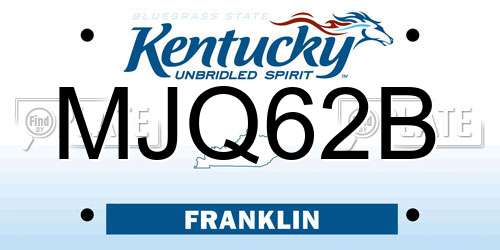 MJQ62B Kentucky License Plate
