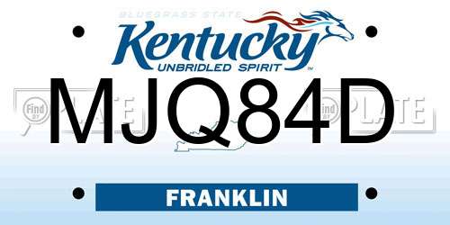MJQ84D Kentucky License Plate
