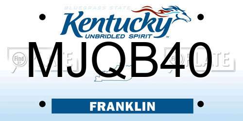 MJQB40 Kentucky License Plate