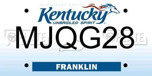 MJQG28 Kentucky License Plate
