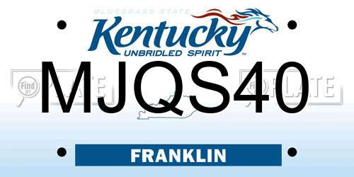 MJQS40 Kentucky License Plate