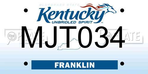 MJT034 Kentucky License Plate