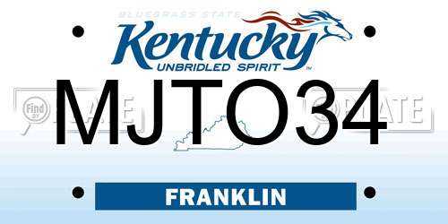 MJTO34 Kentucky License Plate