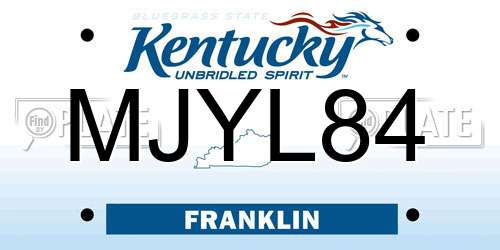 MJYL84 Kentucky License Plate