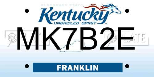 MK7B2E Kentucky License Plate