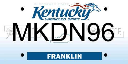 MKDN96 Kentucky License Plate