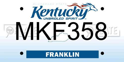 MKF358 Kentucky License Plate