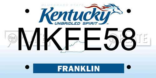 MKFE58 Kentucky License Plate