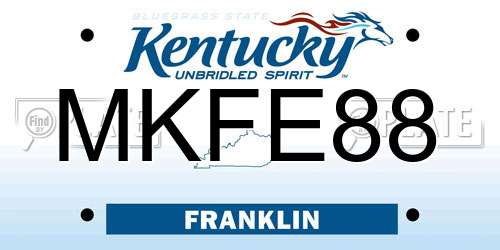 MKFE88 Kentucky License Plate