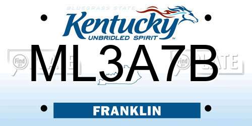 ML3A7B Kentucky License Plate