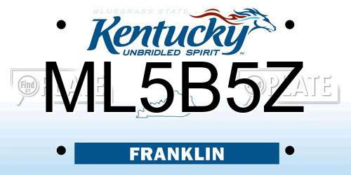 ML5B5Z Kentucky License Plate