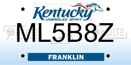 ML5B8Z Kentucky License Plate