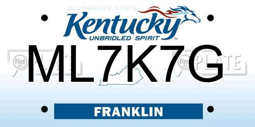 ML7K7G Kentucky License Plate