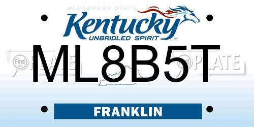 ML8B5T Kentucky License Plate
