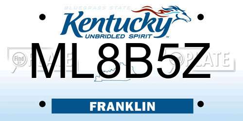 ML8B5Z Kentucky License Plate
