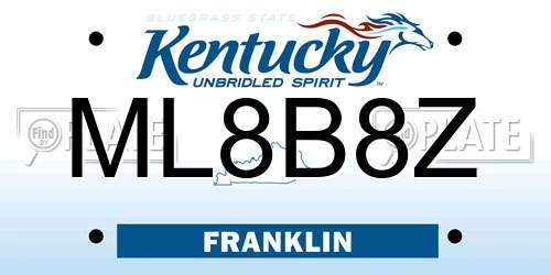 ML8B8Z Kentucky License Plate