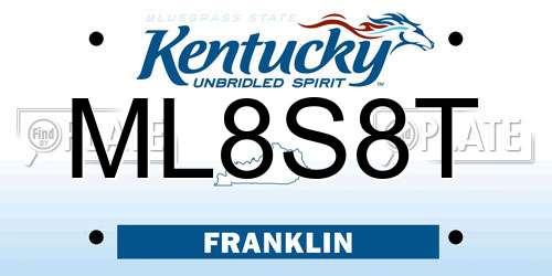 ML8S8T Kentucky License Plate