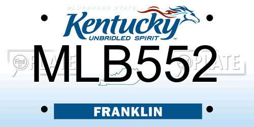 MLB552 Kentucky License Plate