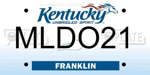 MLDO21 Kentucky License Plate