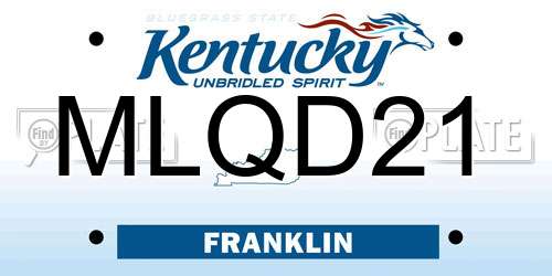 MLQD21 Kentucky License Plate
