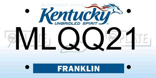 MLQQ21 Kentucky License Plate