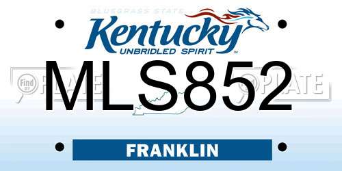 MLS852 Kentucky License Plate