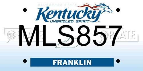 MLS857 Kentucky License Plate