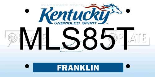 MLS85T Kentucky License Plate