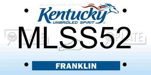 MLSS52 Kentucky License Plate