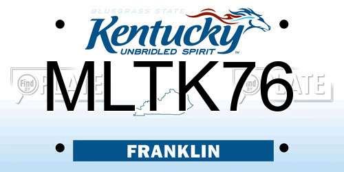 MLTK76 Kentucky License Plate