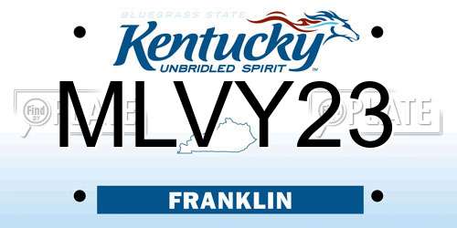 MLVY23 Kentucky License Plate