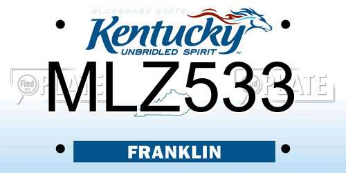 MLZ533 Kentucky License Plate