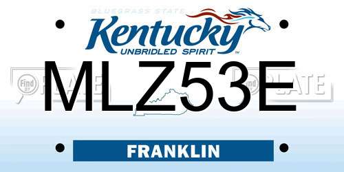 MLZ53E Kentucky License Plate