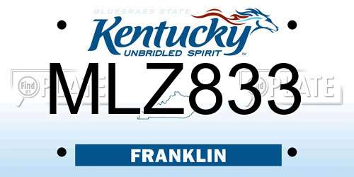MLZ833 Kentucky License Plate