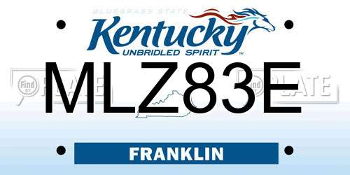 MLZ83E Kentucky License Plate