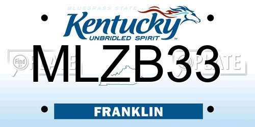 MLZB33 Kentucky License Plate