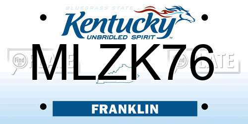 MLZK76 Kentucky License Plate