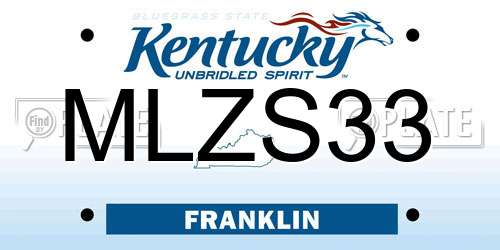 MLZS33 Kentucky License Plate